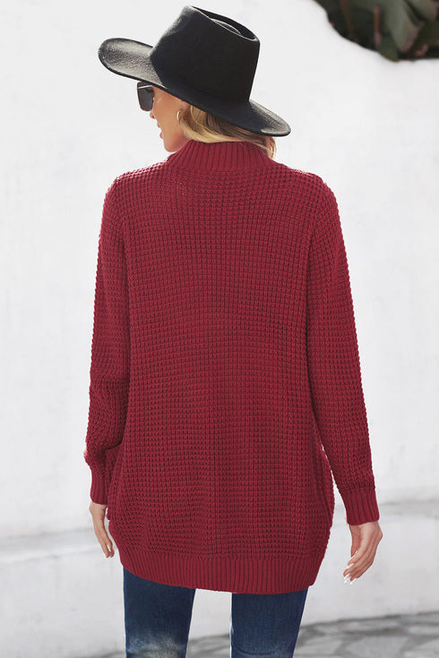 Pocket Knitted Solid Color Cardigan